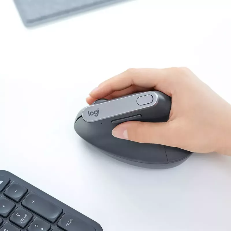 Ergonominė belaidė pelė Logitech MX Vertical, 4000 DPI, RF belaidis + Bluetooth, dešinei rankai, grafitas, biurui
