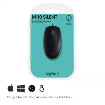 Pelė Logitech B110 Silent laidinė USB juoda