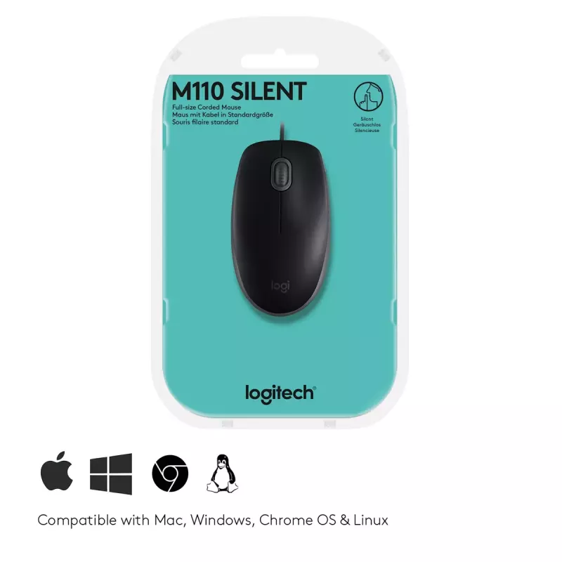 Pelė Logitech B110 Silent laidinė USB juoda