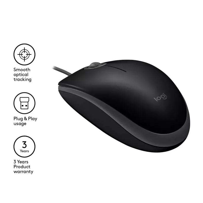 Pelė Logitech B110 Silent laidinė USB juoda