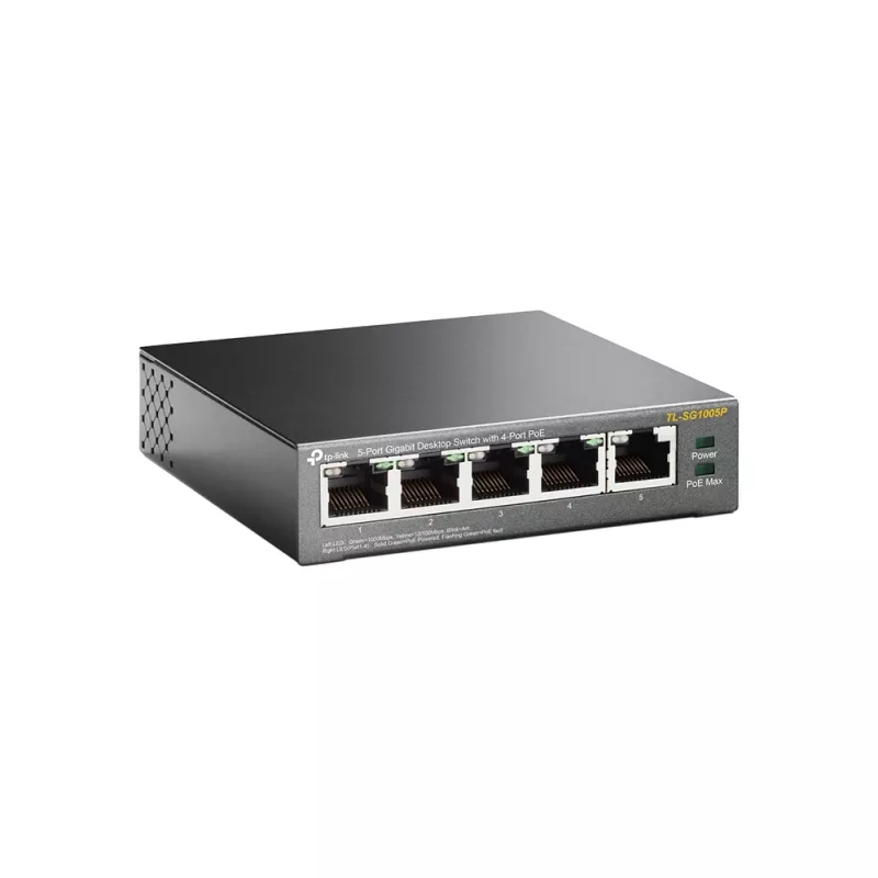 TP-Link 5 prievadų Gigabit darbalaukio PoE jungiklis su 4 PoE prievadais, nevaldomas