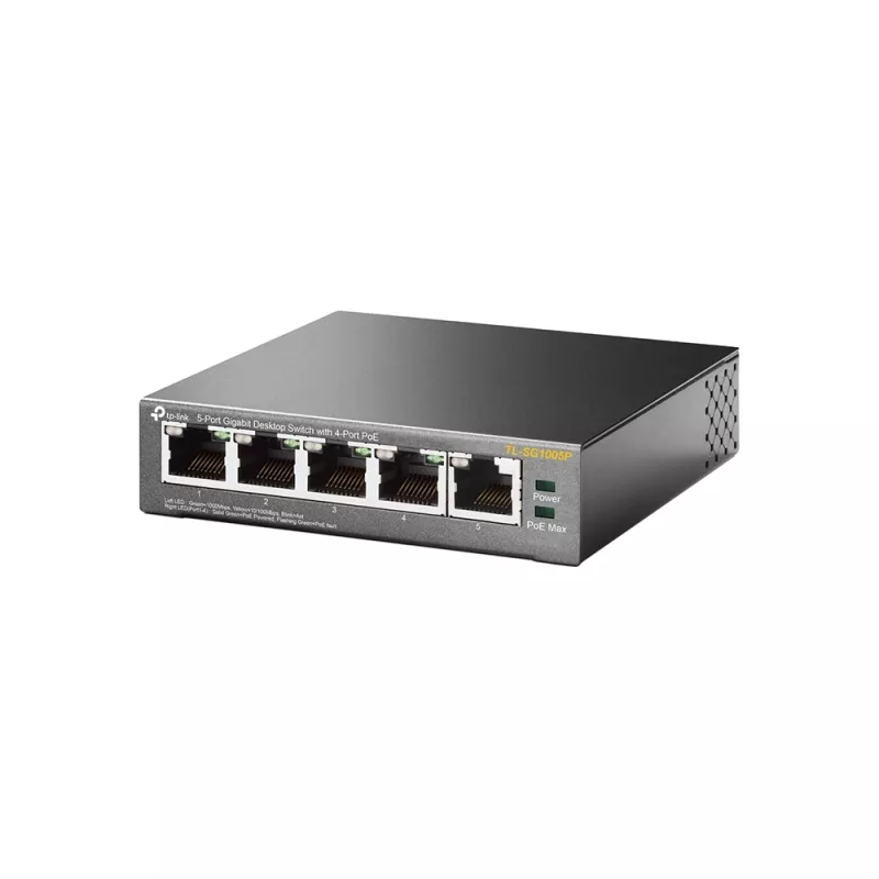 TP-Link 5 prievadų Gigabit darbalaukio PoE jungiklis su 4 PoE prievadais, nevaldomas