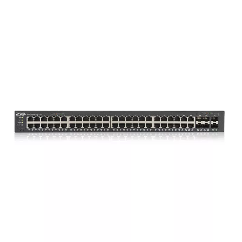 Valdomas Gigabit Ethernet jungiklis Zyxel GS1920-48V2, 48 prievadų, PoE 375 W, juodas