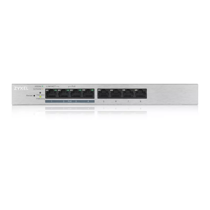 Zyxel GS1200-8HP v2 valdomas Gigabit Ethernet (10/100/1000) jungiklis su PoE, pilkas
