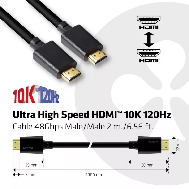 CLUB3D Ultra High Speed HDMI 4K120Hz, 8K60Hz sertifikuotas laidas 48Gbps M/M 2 m / 6.56 ft