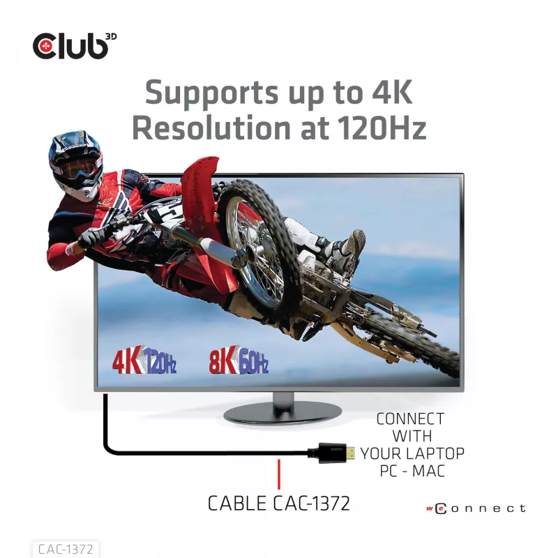 CLUB3D Ultra High Speed HDMI 4K120Hz, 8K60Hz sertifikuotas laidas 48Gbps M/M 2 m / 6.56 ft