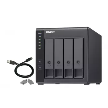 4-Bay QNAP TR-004 - 2.5/3.5 Zoll - Serial ATA II - 0,1,5,10,JBOD - 3.2 Gen 1 (3.1 Gen 1) - USB Typ-C Gehäuse
