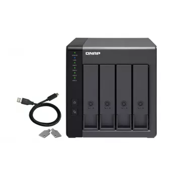 4-Bay QNAP TR-004 - 2.5/3.5 Zoll - Serial ATA II - 0,1,5,10,JBOD - 3.2 Gen 1 (3.1 Gen 1) - USB Typ-C Gehäuse