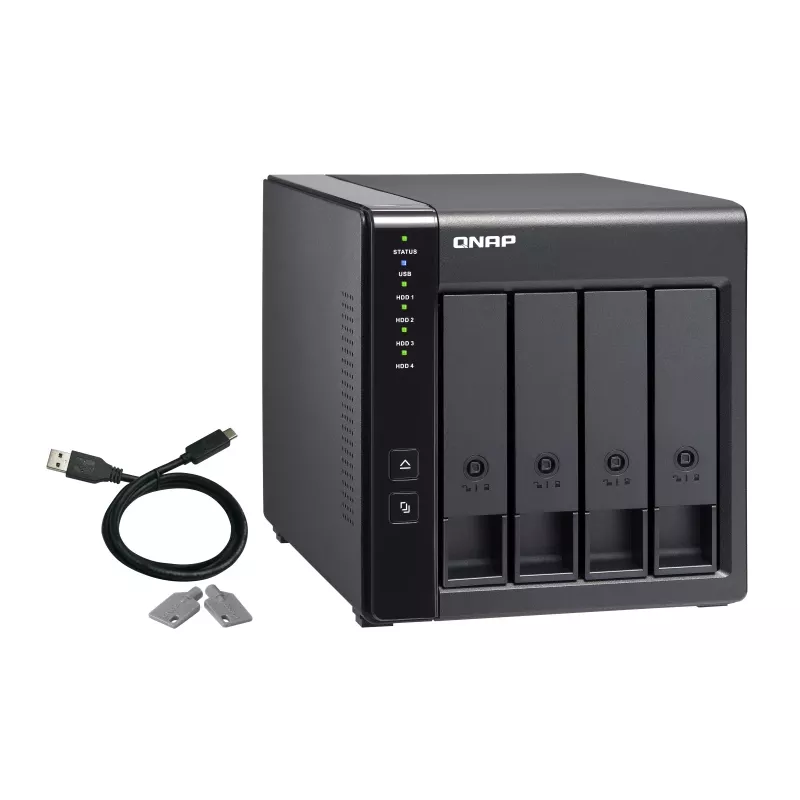4-Bay QNAP TR-004 - 2.5/3.5 Zoll - Serial ATA II - 0,1,5,10,JBOD - 3.2 Gen 1 (3.1 Gen 1) - USB Typ-C Gehäuse