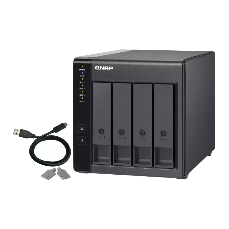 4-Bay QNAP TR-004 - 2.5/3.5 Zoll - Serial ATA II - 0,1,5,10,JBOD - 3.2 Gen 1 (3.1 Gen 1) - USB Typ-C Gehäuse