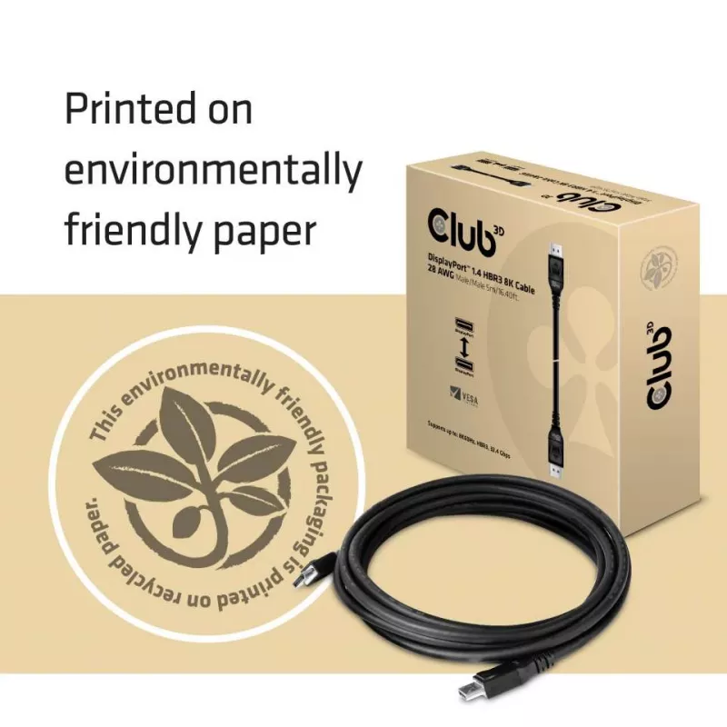 CLUB3D DisplayPort 1.4 HBR3 kabelis 8K M/M 5 m /16.40ft