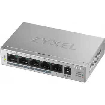 Zyxel GS1005HP nevaldomas Gigabit Ethernet (10/100/1000) su PoE, sidabrinis
