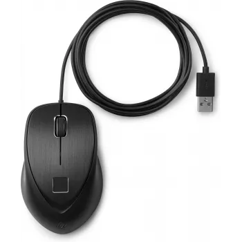 HP USB pirštų atspaudų pelė, ambidekstrinė, USB Type-A, juoda