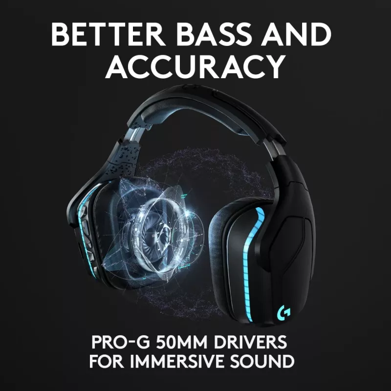 LOGITECH G935 Belaidės 7.1 erdvinio garso žaidimų ausinės su Lightsync RGB