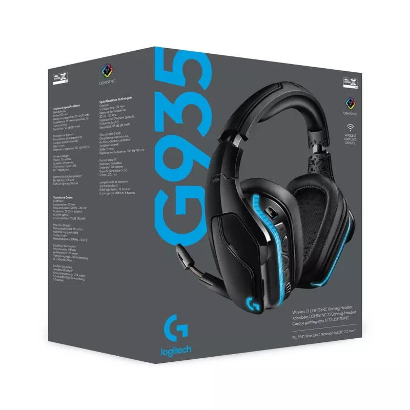LOGITECH G935 Belaidės 7.1 erdvinio garso žaidimų ausinės su Lightsync RGB