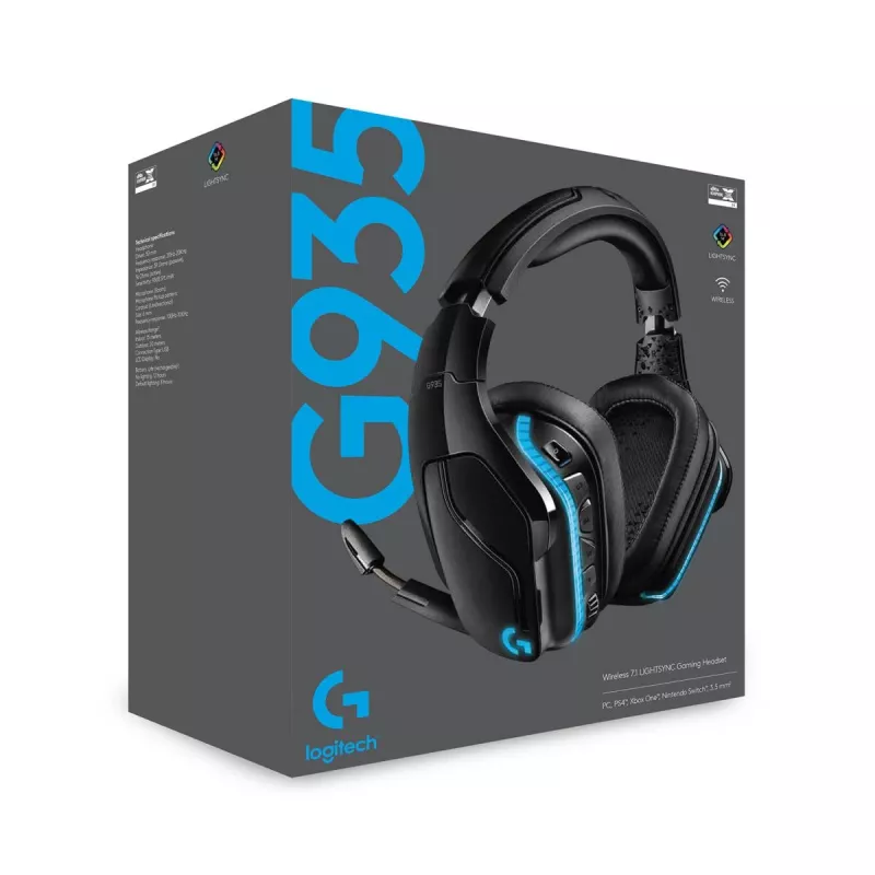 LOGITECH G935 Belaidės 7.1 erdvinio garso žaidimų ausinės su Lightsync RGB