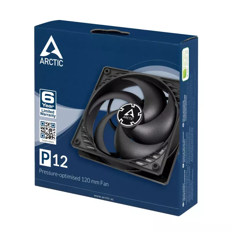 ARCTIC P12 – 120 mm ventiliatorius, optimizuotas slėgiui
