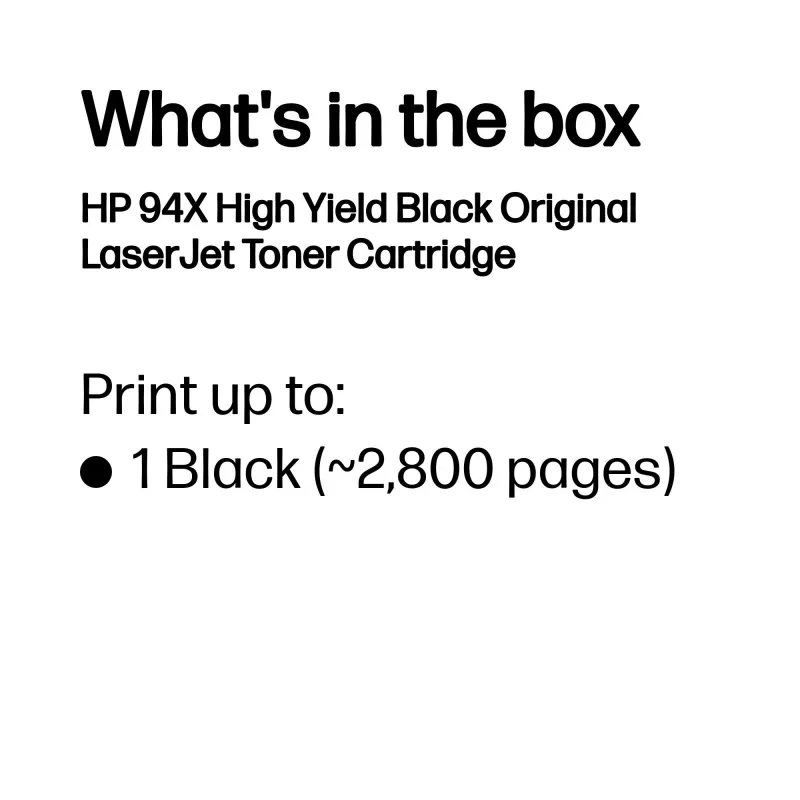 HP 94X High Yield juodas originalus lazerinio spausdintuvo kasetė, 2800 puslapių, juoda, 1 vnt.