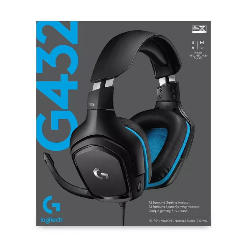 LOGITECH G432 – USB / 3,5 mm – žaidimų ausinės – 7.1 erdvinis garsas – Mėlyna