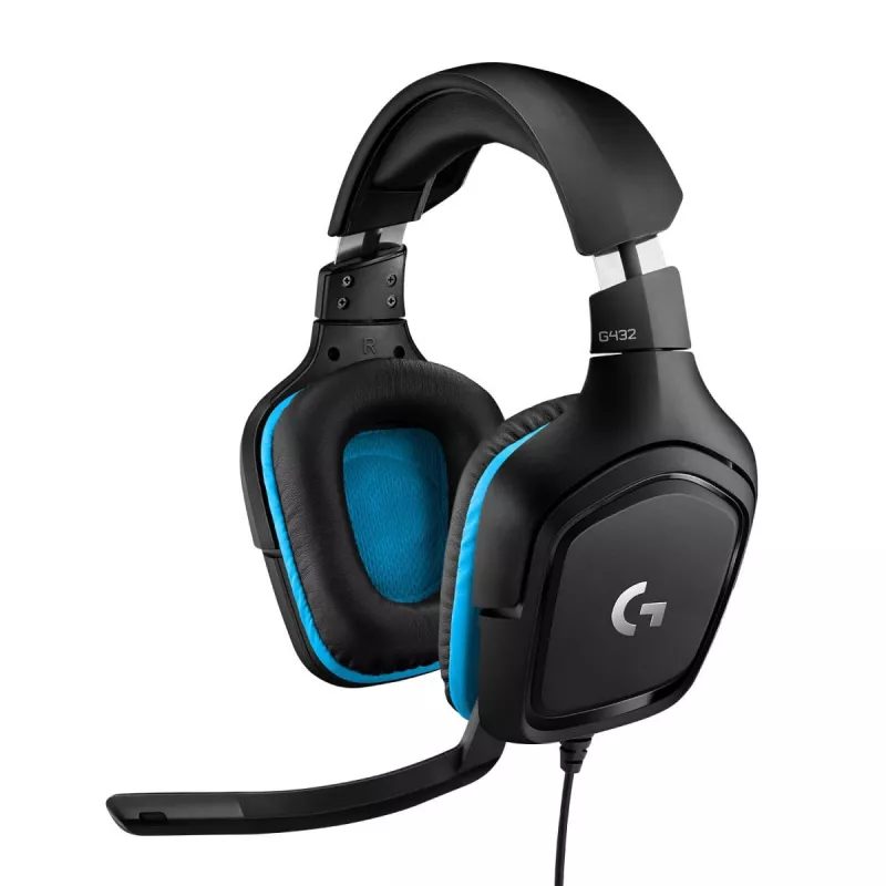 LOGITECH G432 – USB / 3,5 mm – žaidimų ausinės – 7.1 erdvinis garsas – Mėlyna
