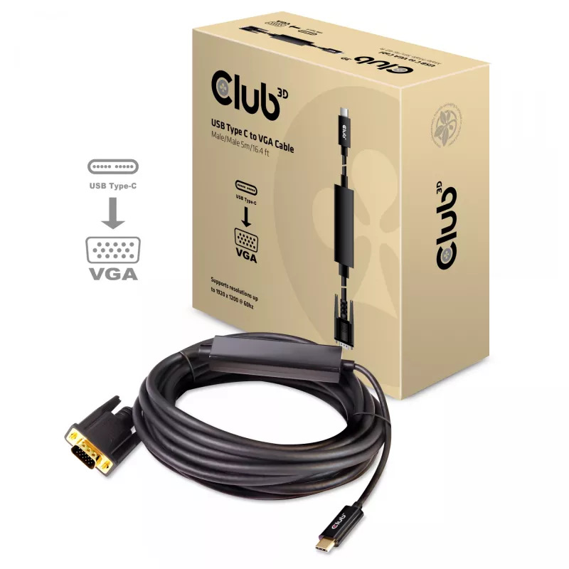 Aktyvus USB Type C į VGA laidas CLUB3D CAC-1512 5m