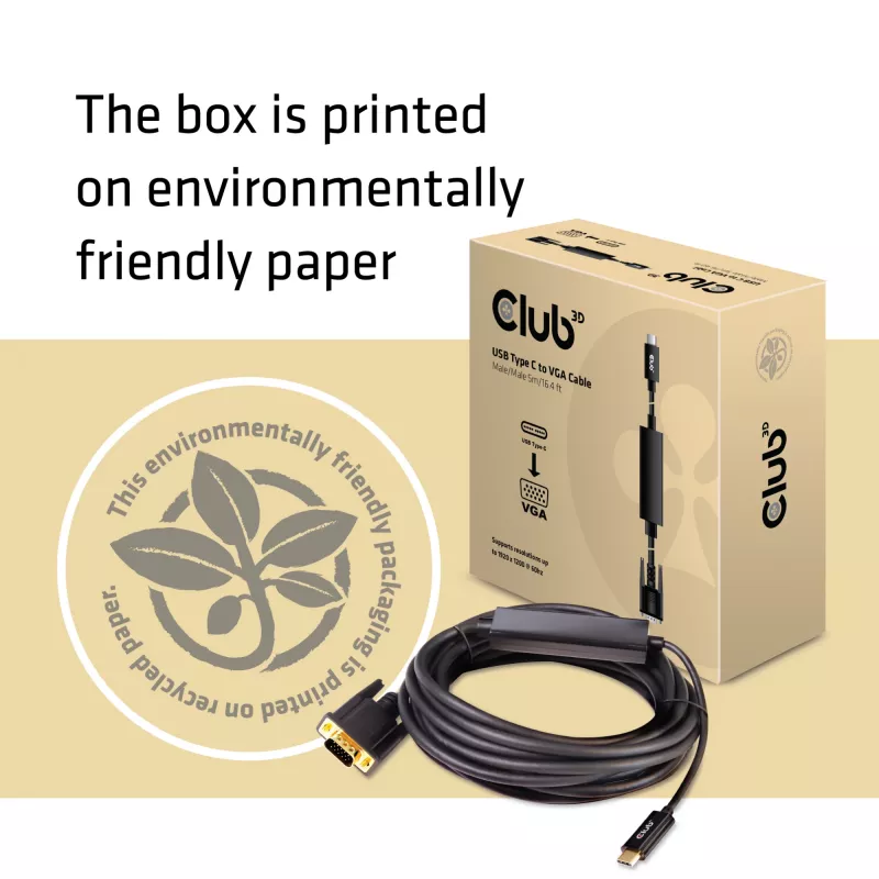 Aktyvus USB Type C į VGA laidas CLUB3D CAC-1512 5m