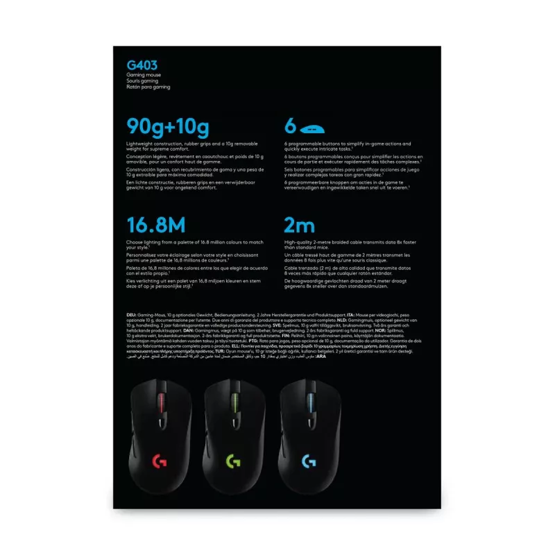 LOGITECH G403 Hero žaidimų pelė USB juoda EWR2