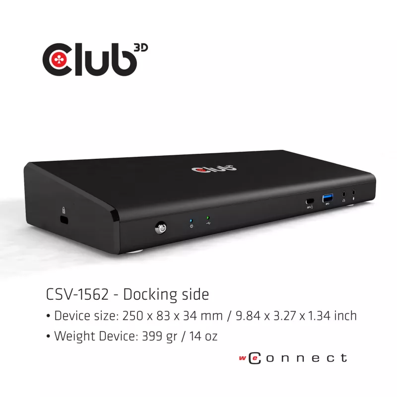 CLUB3D CSV-1562 USB-C 3.2 Gen1 universali dokų stotelė su 3x 4K30Hz ir įkrovimu