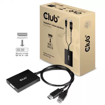 CLUB3D DisplayPort į Dual Link DVI-D HDCP ON versija aktyvus adapteris (M/F)