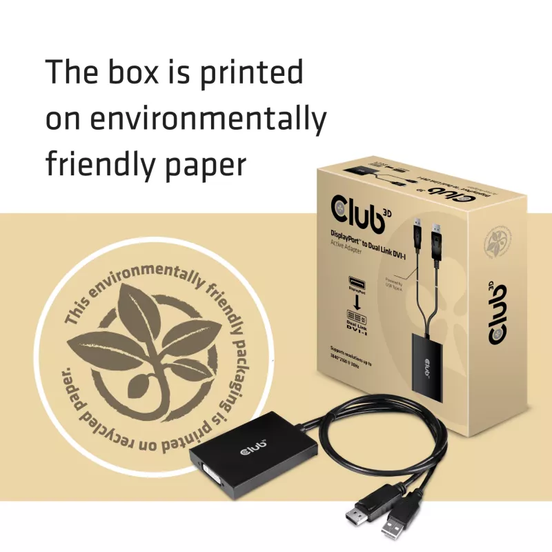 CLUB3D DisplayPort į Dual Link DVI-D HDCP ON versija aktyvus adapteris (M/F)