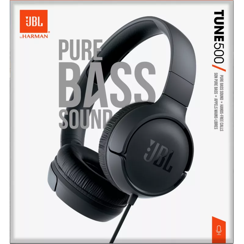JBL Tune 500 juodos spalvos laidinės ausinės