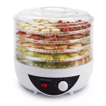 Džiovintuvas maistui ESPERANZA EKD002 – 5 padėklai, 250 W, reguliuojamas termostatas, max 75°C, permatomas baltas