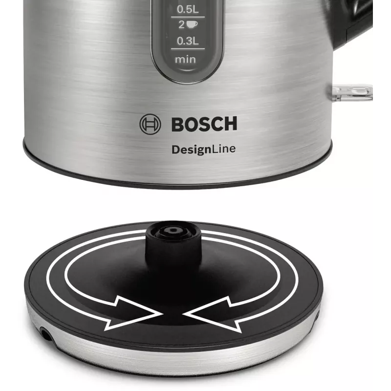 Bosch TWK4P440 elektrinis virdulys 1.7 L 2400 W juodas, nerūdijantis plienas
