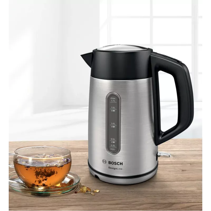Bosch TWK4P440 elektrinis virdulys 1.7 L 2400 W juodas, nerūdijantis plienas