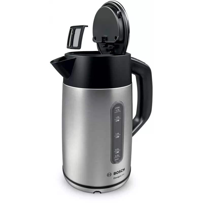 Bosch TWK4P440 elektrinis virdulys 1.7 L 2400 W juodas, nerūdijantis plienas