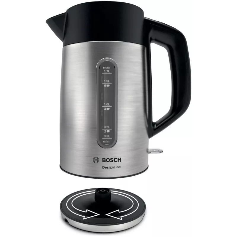 Bosch TWK4P440 elektrinis virdulys 1.7 L 2400 W juodas, nerūdijantis plienas