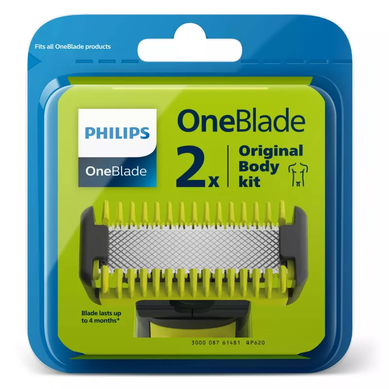 Atsarginiai peiliukai Philips Norelco OneBlade QP620/50, 2 vnt., juodi