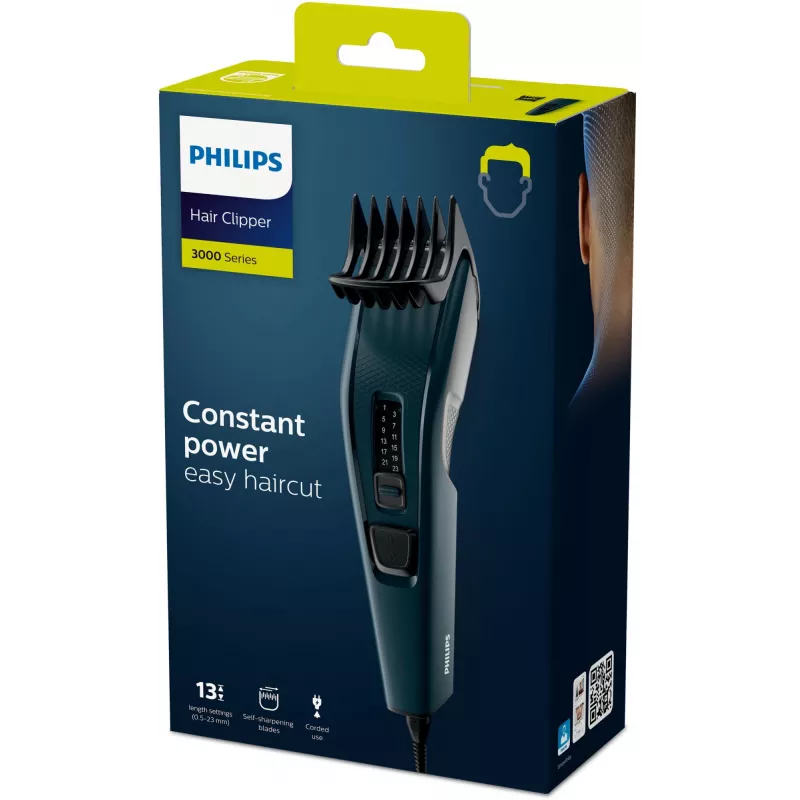 Philips HAIRCLIPPER Series 3000 HC3505/15 Plaukų kirpimo mašinėlė, juoda, žalia, 0,5 mm, 2,3 cm, 4,1 cm, nerūdijantis plienas, AC