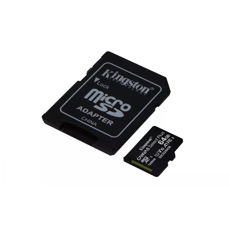 Kingston Canvas Select Plus 64GB microSDXC A1 C10 atminties kortelė + adapteris