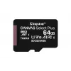 Kingston Canvas Select Plus 64GB microSDXC A1 C10 atminties kortelė + adapteris