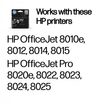 HP 912 juoda originali kasetė, juoda, 1 vnt., 250 puslapių