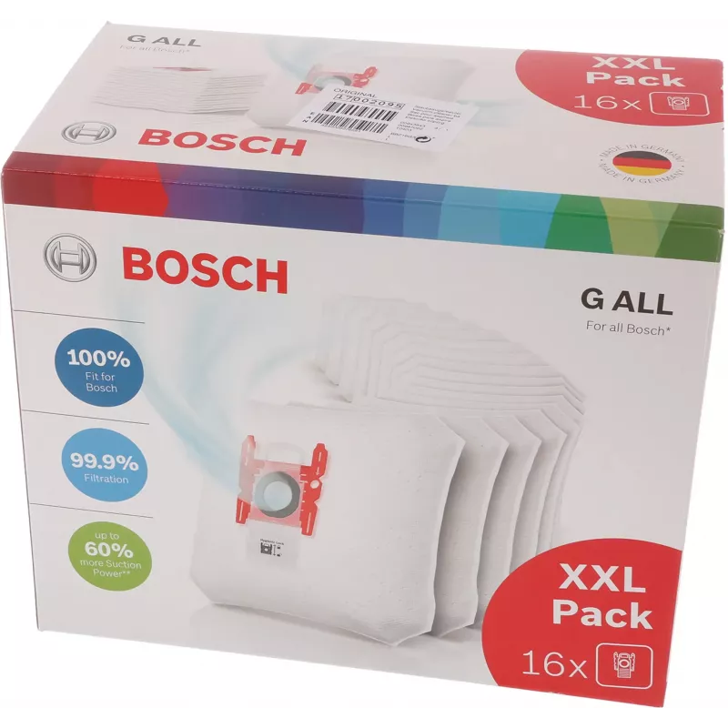 Bosch BBZ16GALL dulkių maišelių rinkinys 16 vnt. cilindriniams dulkių siurbliams