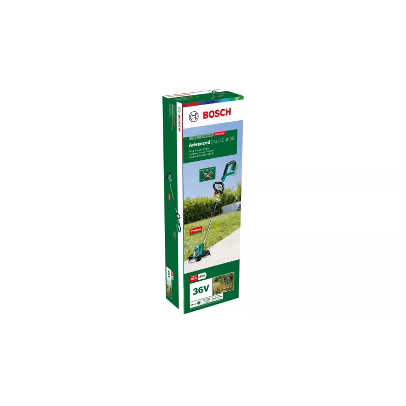 Bosch AdvancedGrassCut 36 belaidis žoliapjovė (be akumuliatoriaus ir įkroviklio), pjovimo plotis 30 cm, nailono linija, D formos rankena
