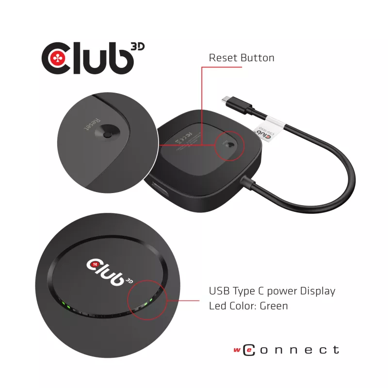 CLUB3D USB Type C 3.2 Gen 1 MST Hub DisplayPort 1.4 – trijų monitorių adapteris
