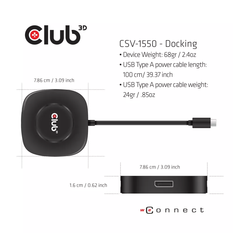 CLUB3D USB Type C 3.2 Gen 1 MST Hub DisplayPort 1.4 – trijų monitorių adapteris