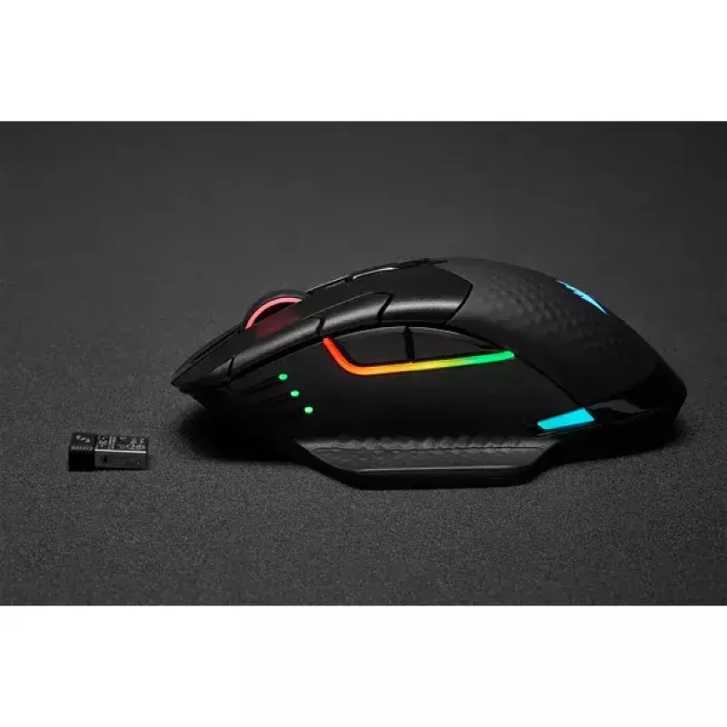 Pelė Corsair DARK CORE RGB PRO RF belaidė + Bluetooth + USB Type-A