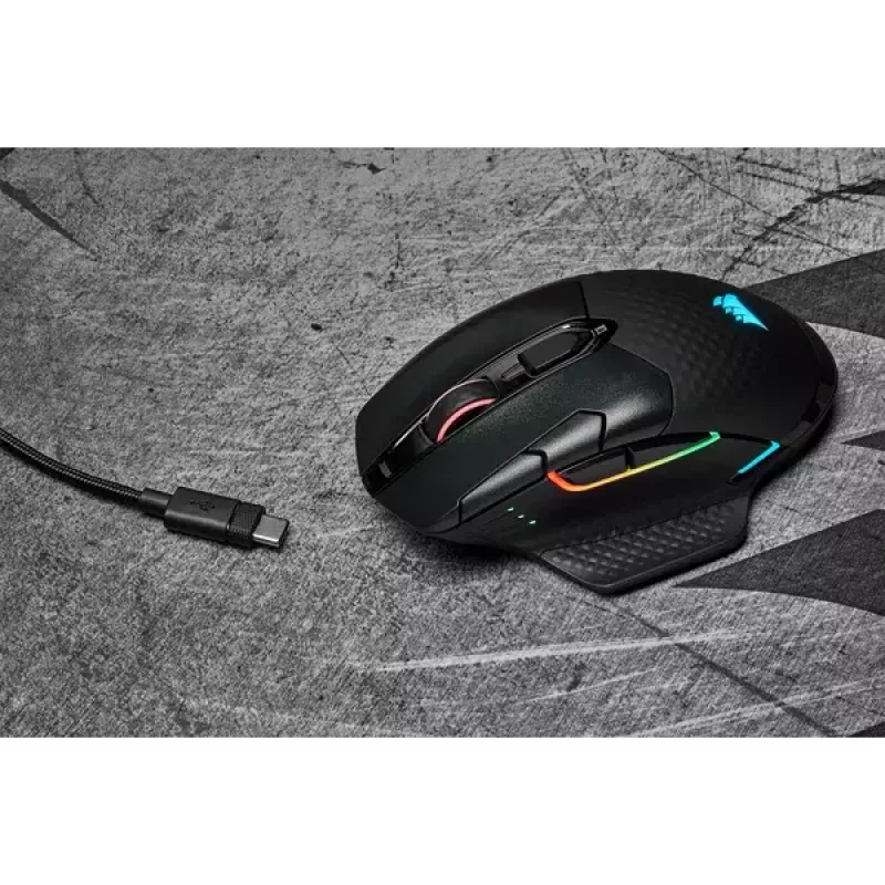 Pelė Corsair DARK CORE RGB PRO RF belaidė + Bluetooth + USB Type-A