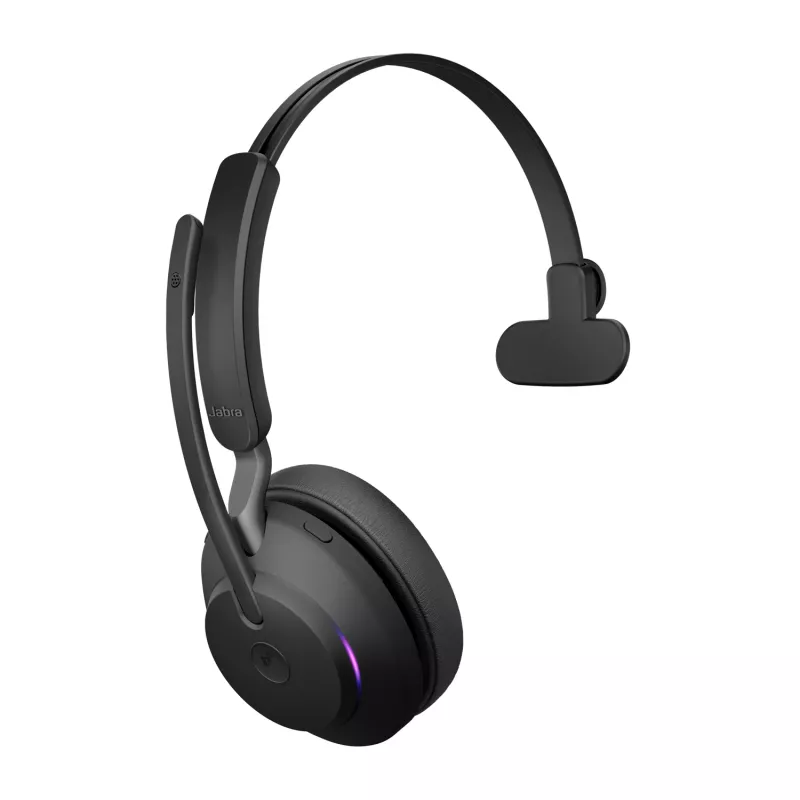 Jabra Evolve2 65 USB-A Black MS Chrg Stand Mono – belaidė ausinė su įkrovimo stovu, Mono, Microsoft Teams