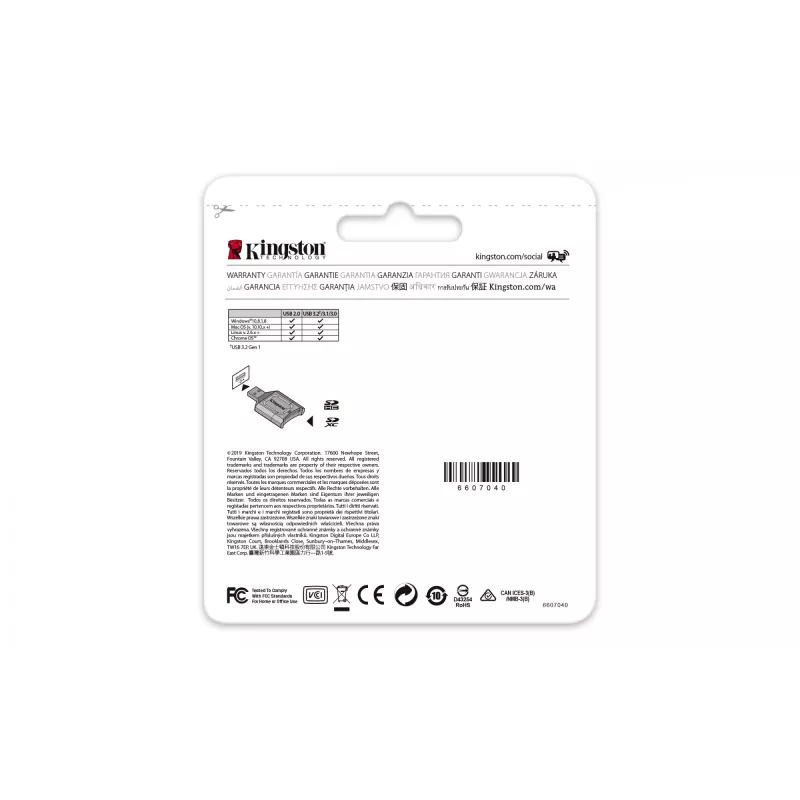 Kingston Technology MobileLite Plus SD kortelių skaitytuvas USB 3.2 Gen 1 (3.1 Gen 1) Type-A juodas