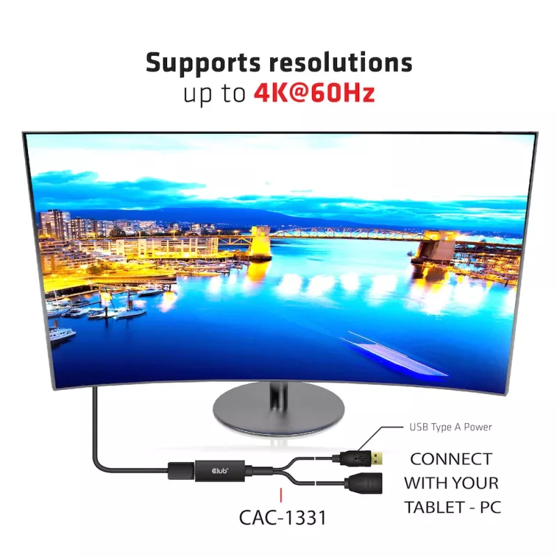 CLUB3D CAC-1331 aktyvus HDMI į DisplayPort adapteris 0,25 m juodas